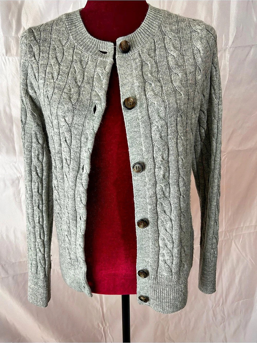 Paloma Cable Knit Cardigan in Gray Like New